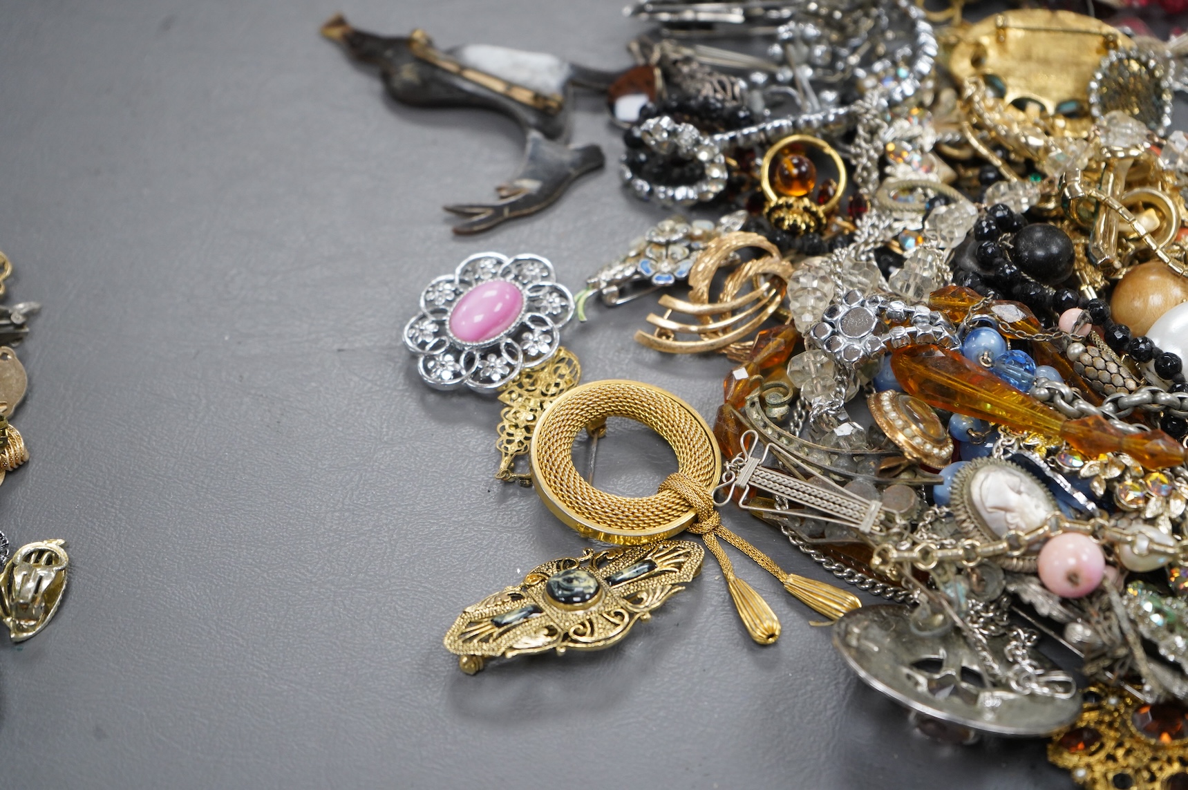 A large quantity of assorted costume jewellery.